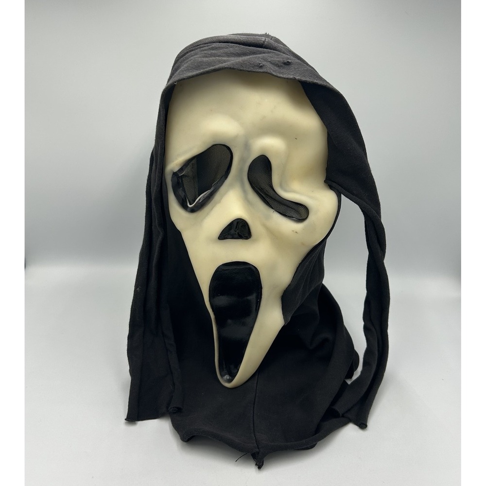 Vintage 90s Scream Ghostface Mask Fun World  Fantastic Faces Glow In Dark Cotton